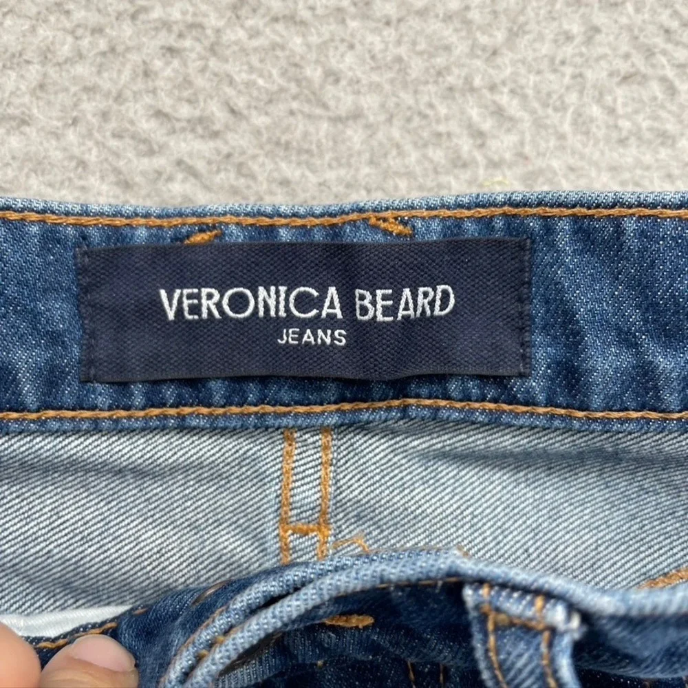 Veronica Beard Taylor Wide Leg Crop Jeans Womens 27 6 Blue High Rise Raw Hem - Picture 5 of 11